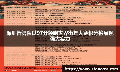 深圳街舞队以97分领跑世界街舞大赛积分榜展现强大实力